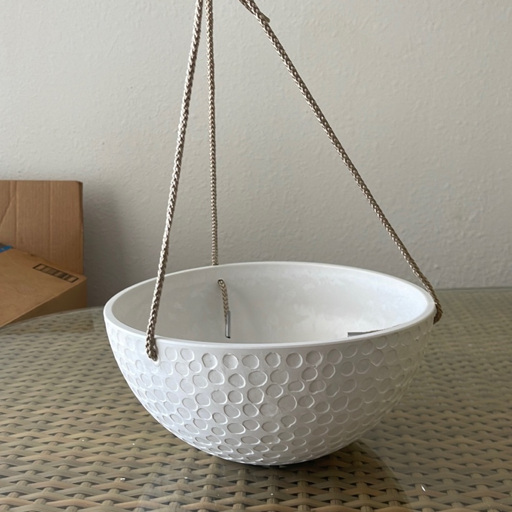 White hanging planter